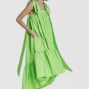 Christopher John Rogers Vibrant Green limited edition Designer babydoll dress.